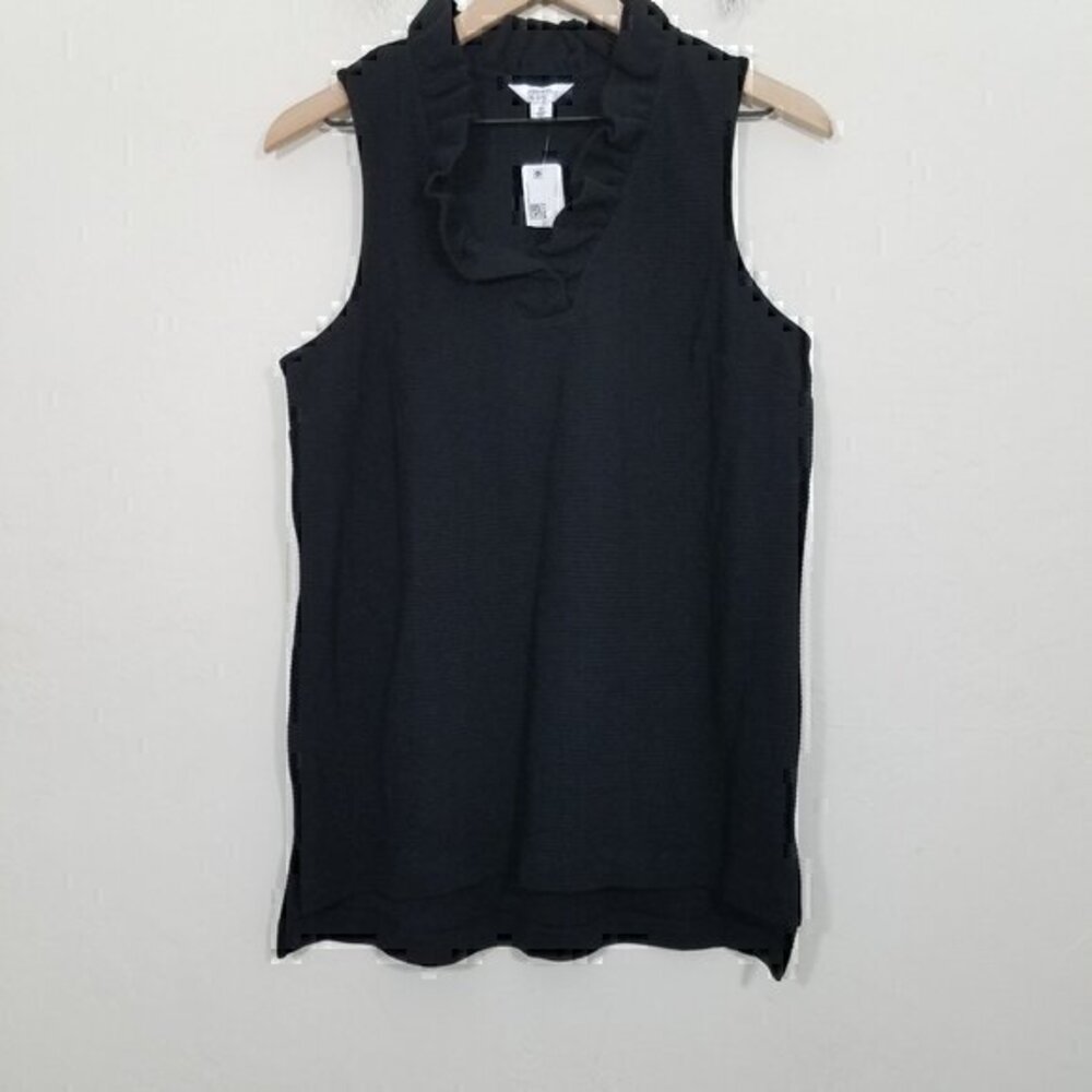 Crown & Ivy Black Ruffle Blouse